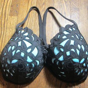 Shade & Shore Black Plunge Bikini Top 38DD
